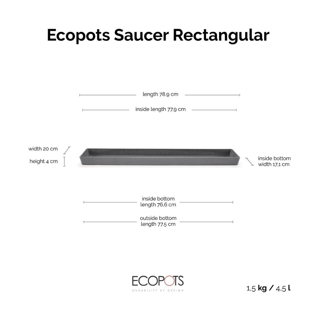 Ecopots Saucer Rectangular Grey