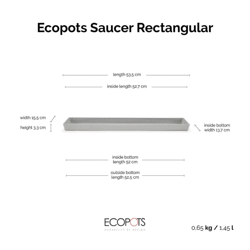 Ecopots Saucer Rectangular White Grey - The Garden HouseEcopots