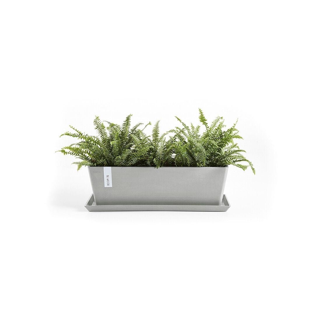 Ecopots Saucer Rectangular White Grey