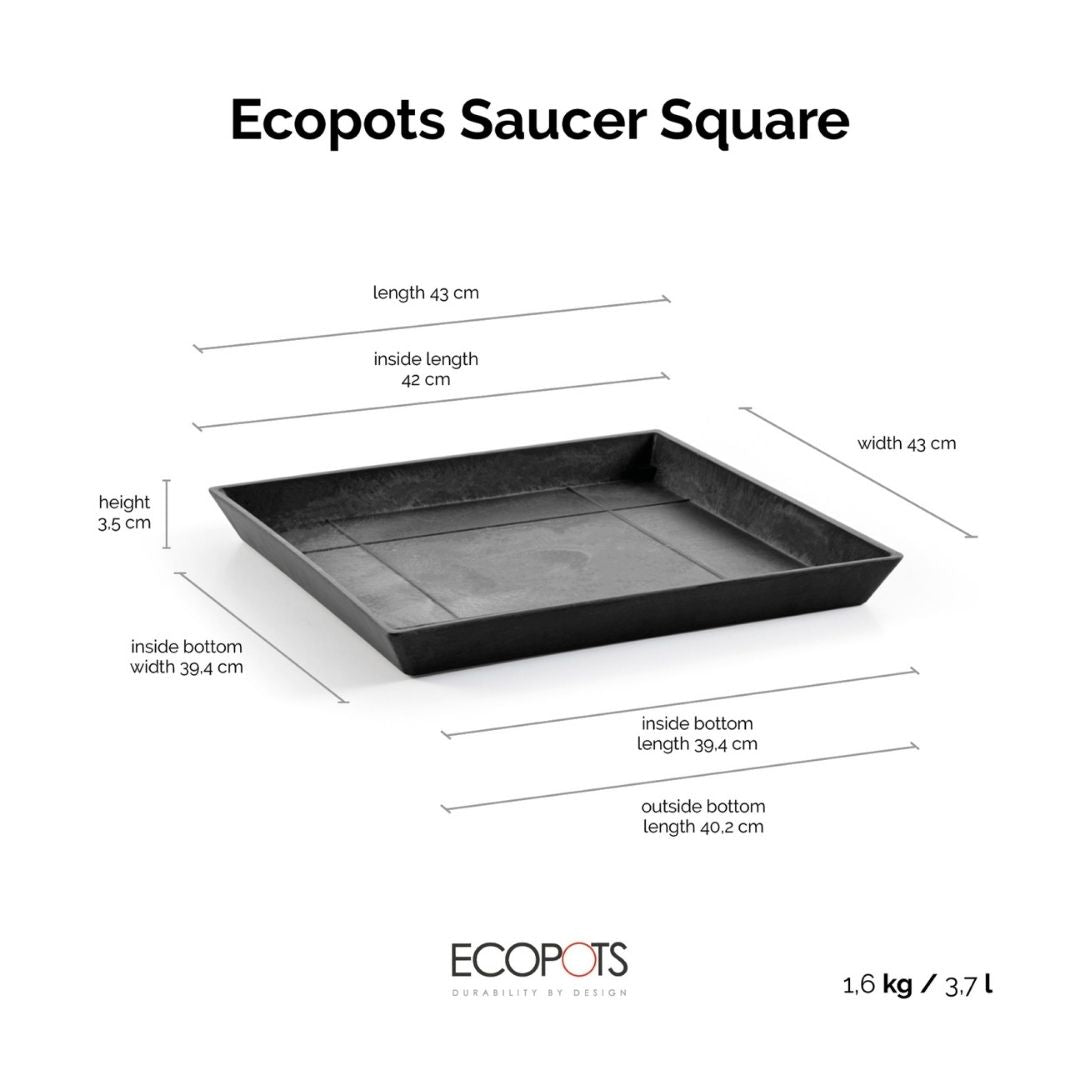 Ecopots Saucer Square Dark Grey