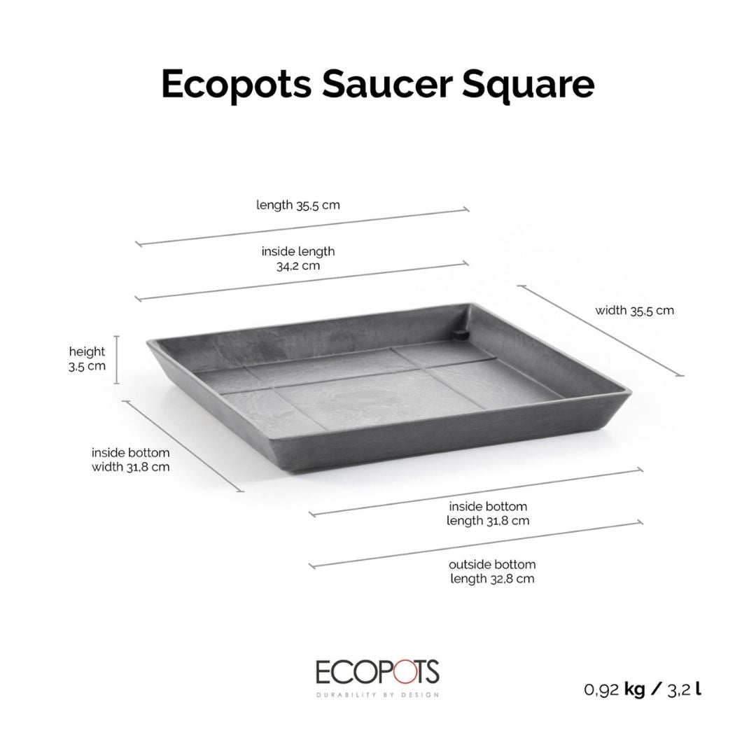 Ecopots Saucer Square Grey