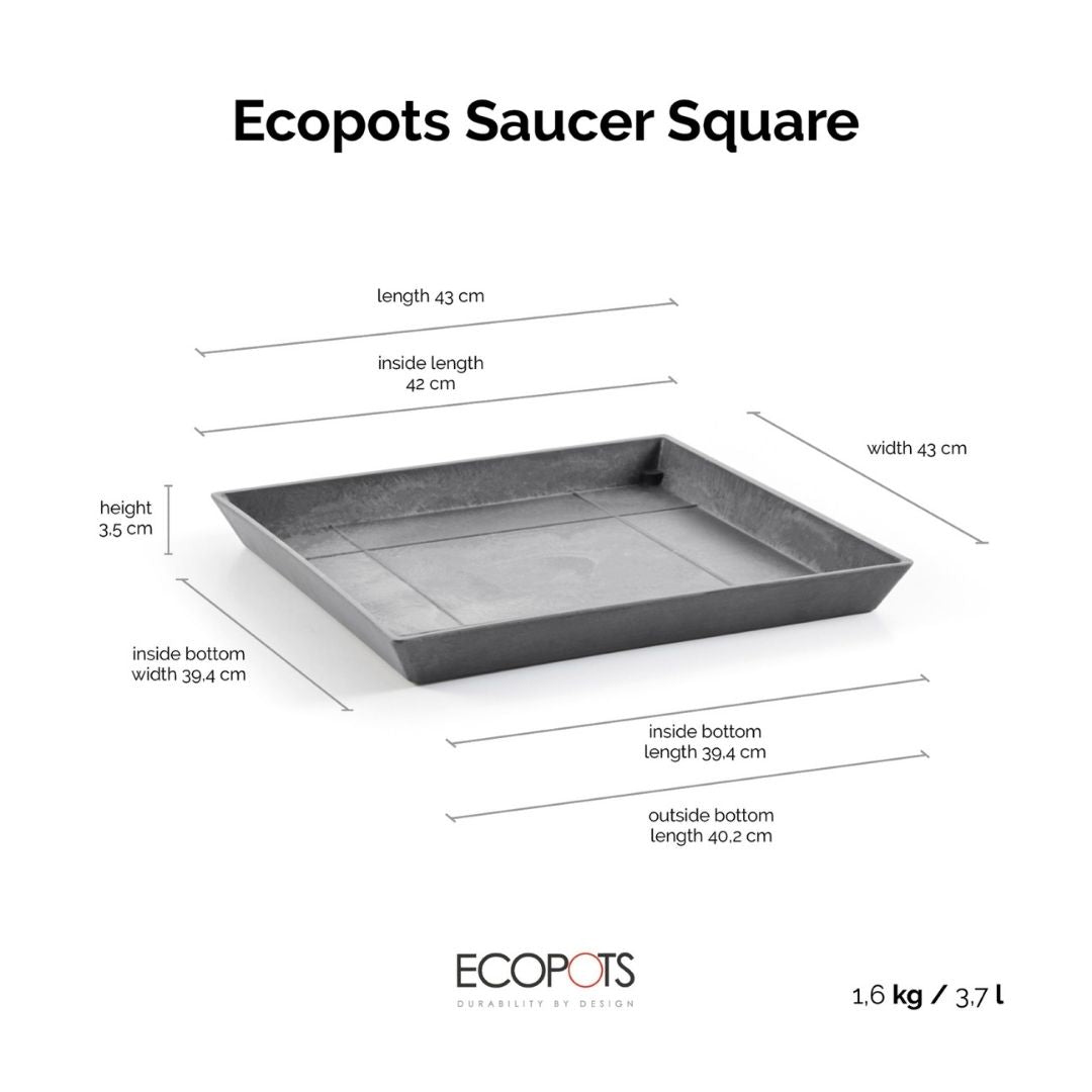 Ecopots Saucer Square Grey