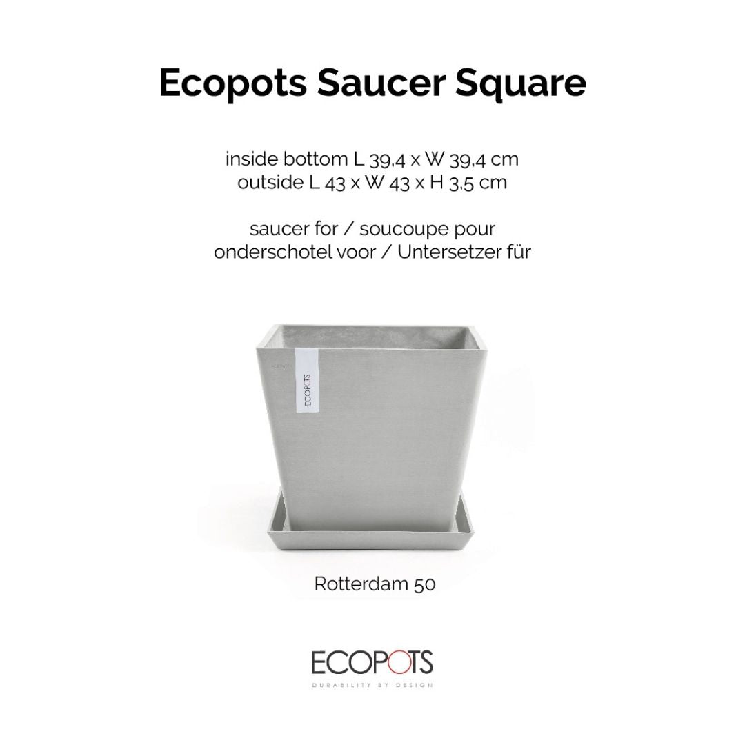 Ecopots Saucer Square White Grey
