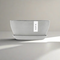 Ecopots Sofia White Grey Pot/Saucer