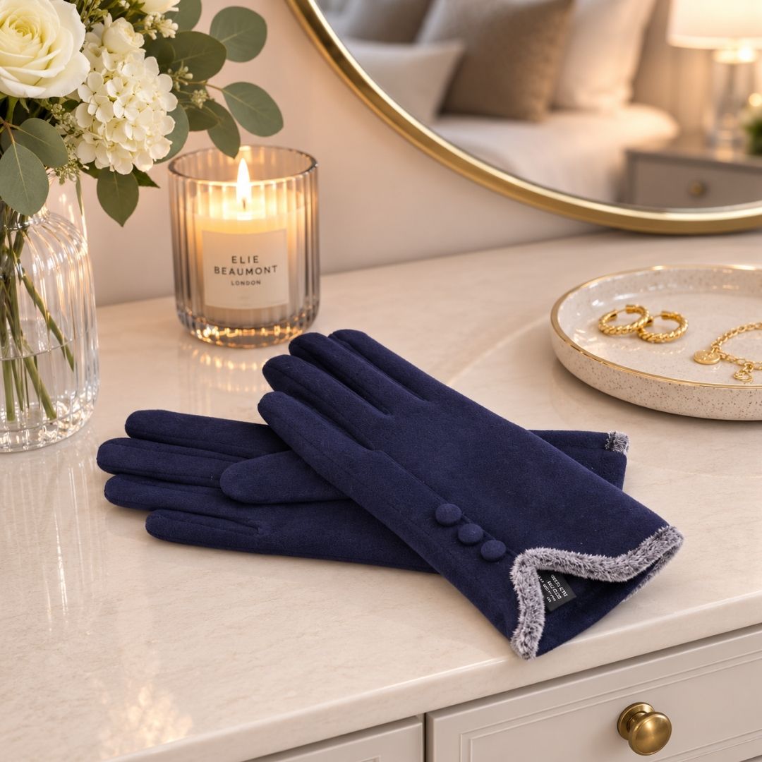 Gloves 3 Buttons - Navy