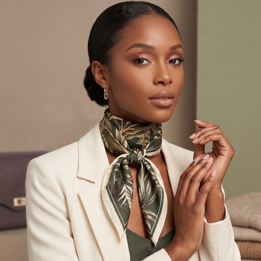 Neck Tie Olive & Cream Fern
