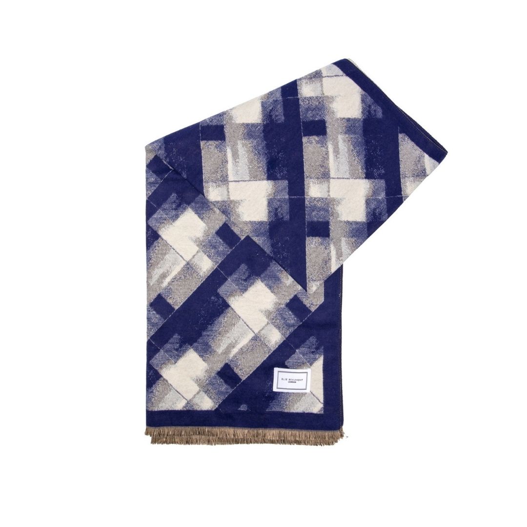 Winter Scarf Ink Blue Abstract