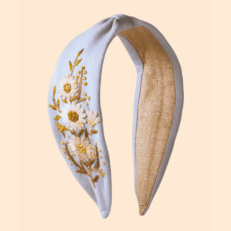 Embroidered Headband - Perfect Posie - Powder Blue