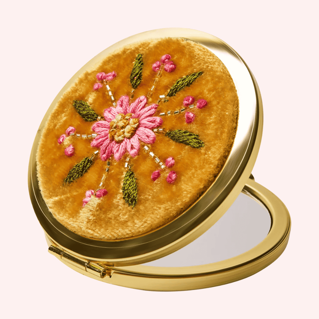 Embroidered Mirror - Mustard Flower