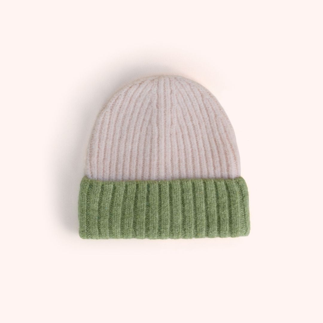 Emily Beanie Hat - Cream Green