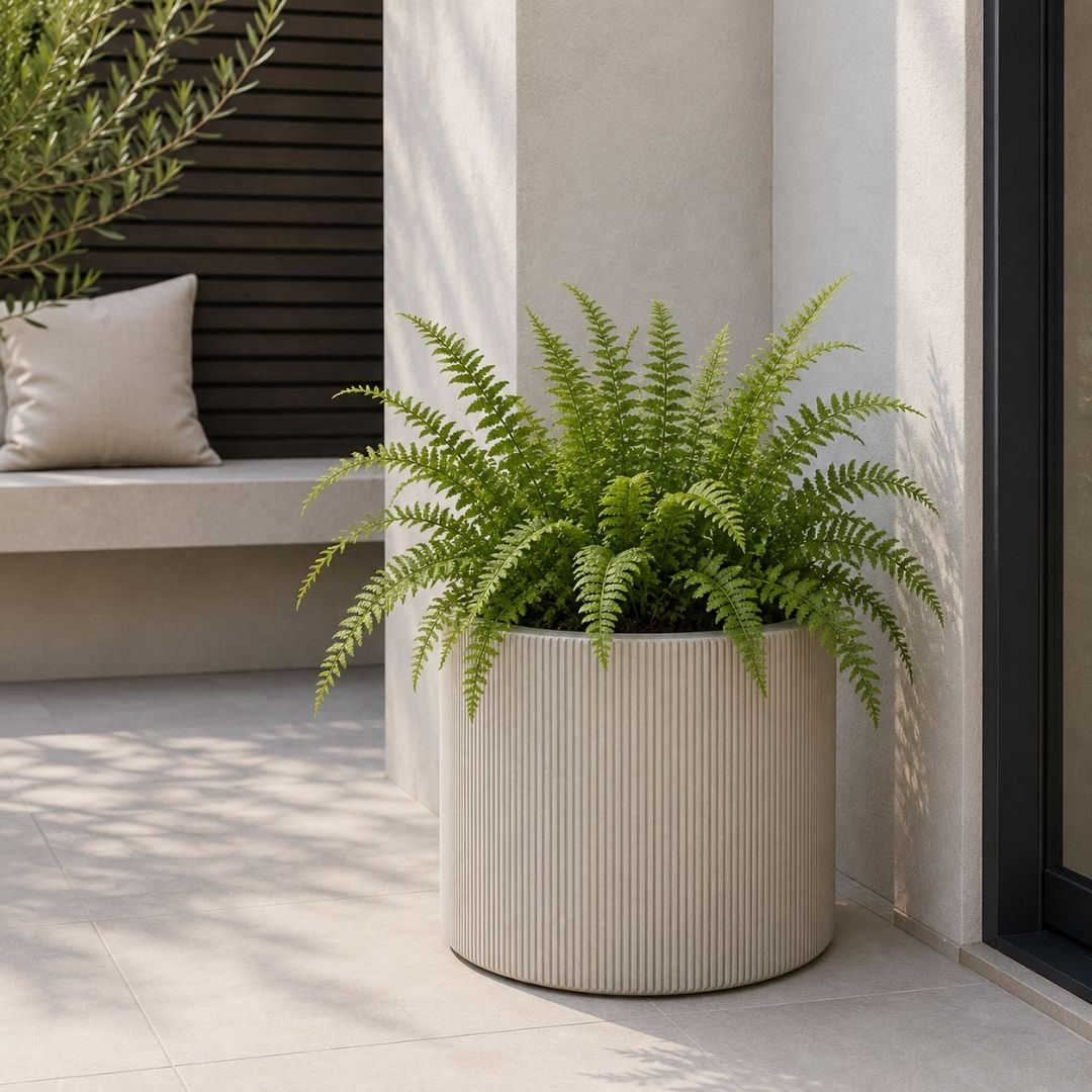 Eschbach Cylinder Pot Vertical Lines - Off White