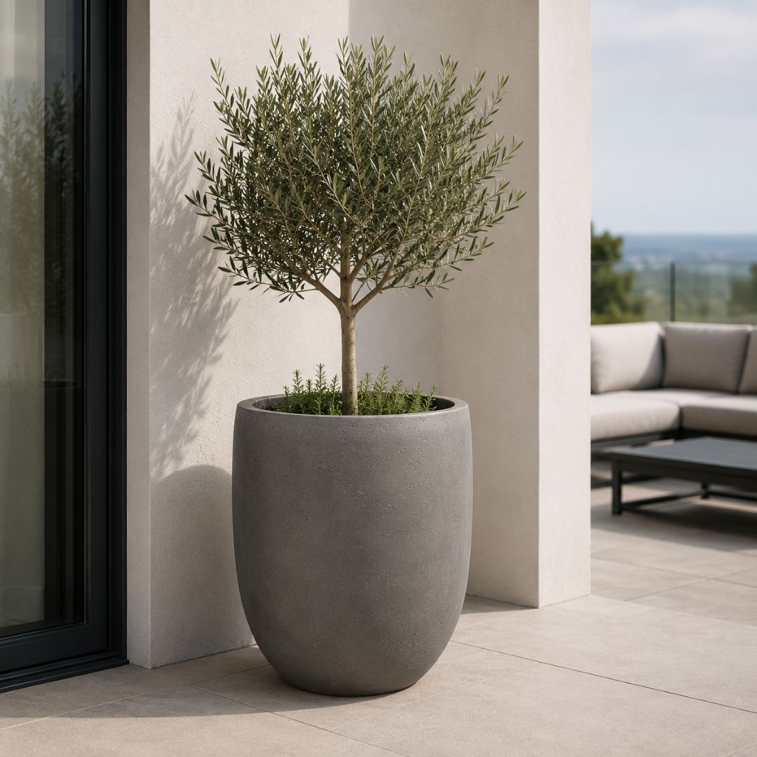 Eschbach Tall Egg Pot - Concrete Grey