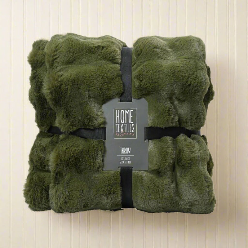 Faux Fur Throw Dark Green