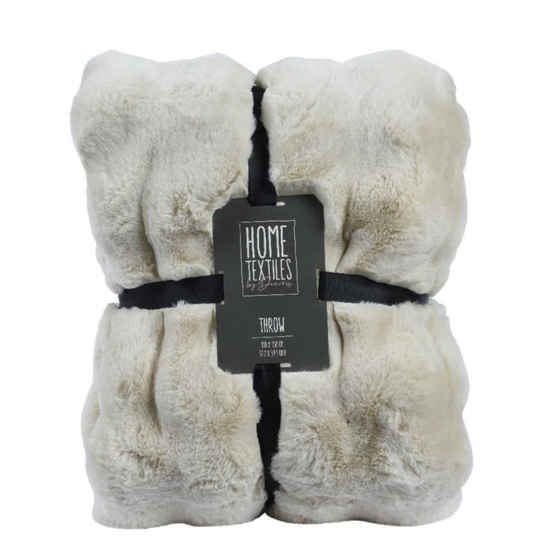 Faux Fur Throw Off White