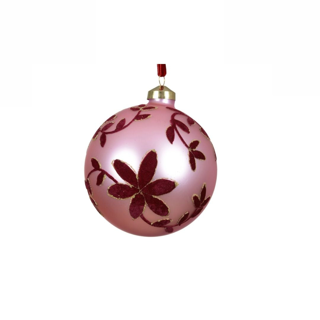 Christmas Glass Bauble Velvet Pink