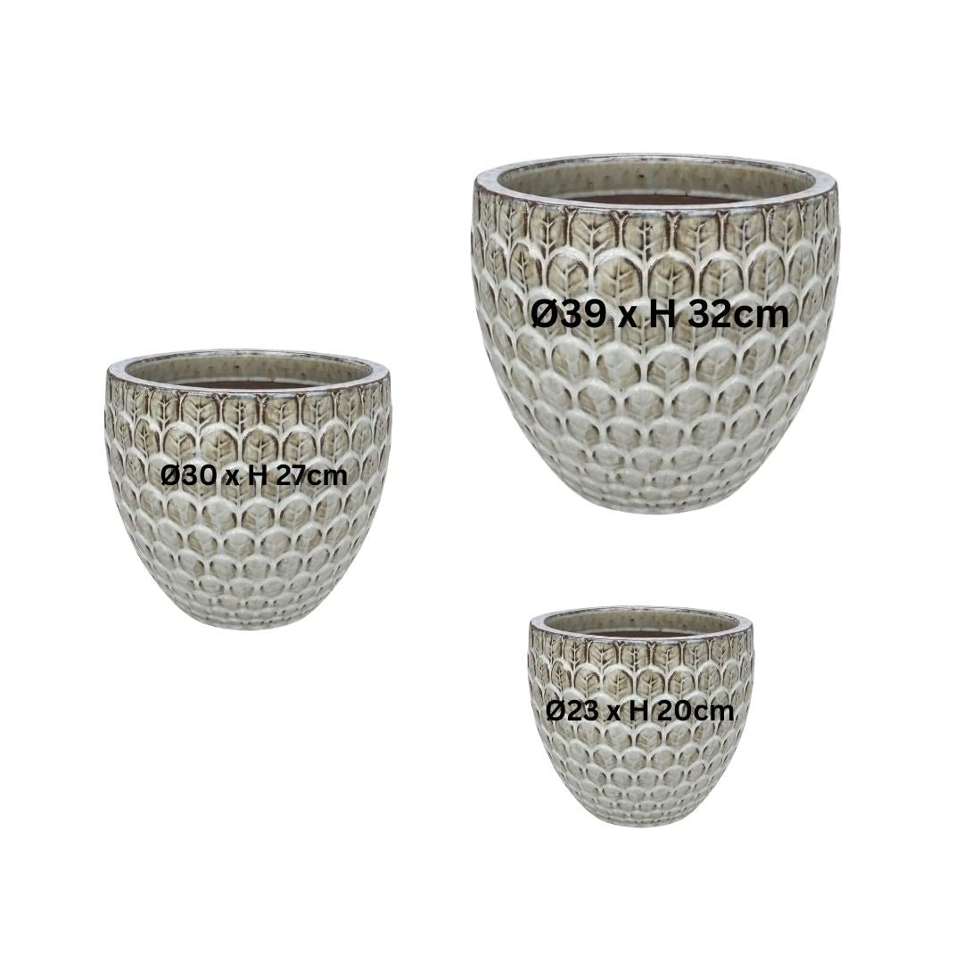 Glazed Pot Babylone - Cream