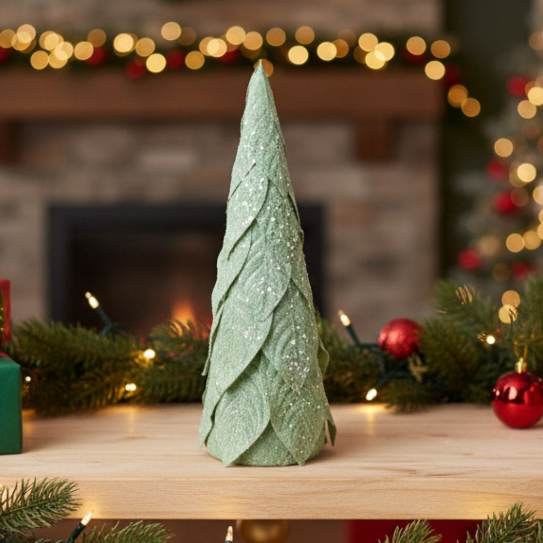 Christmas Glitter Cone - Matcha Green 34cm