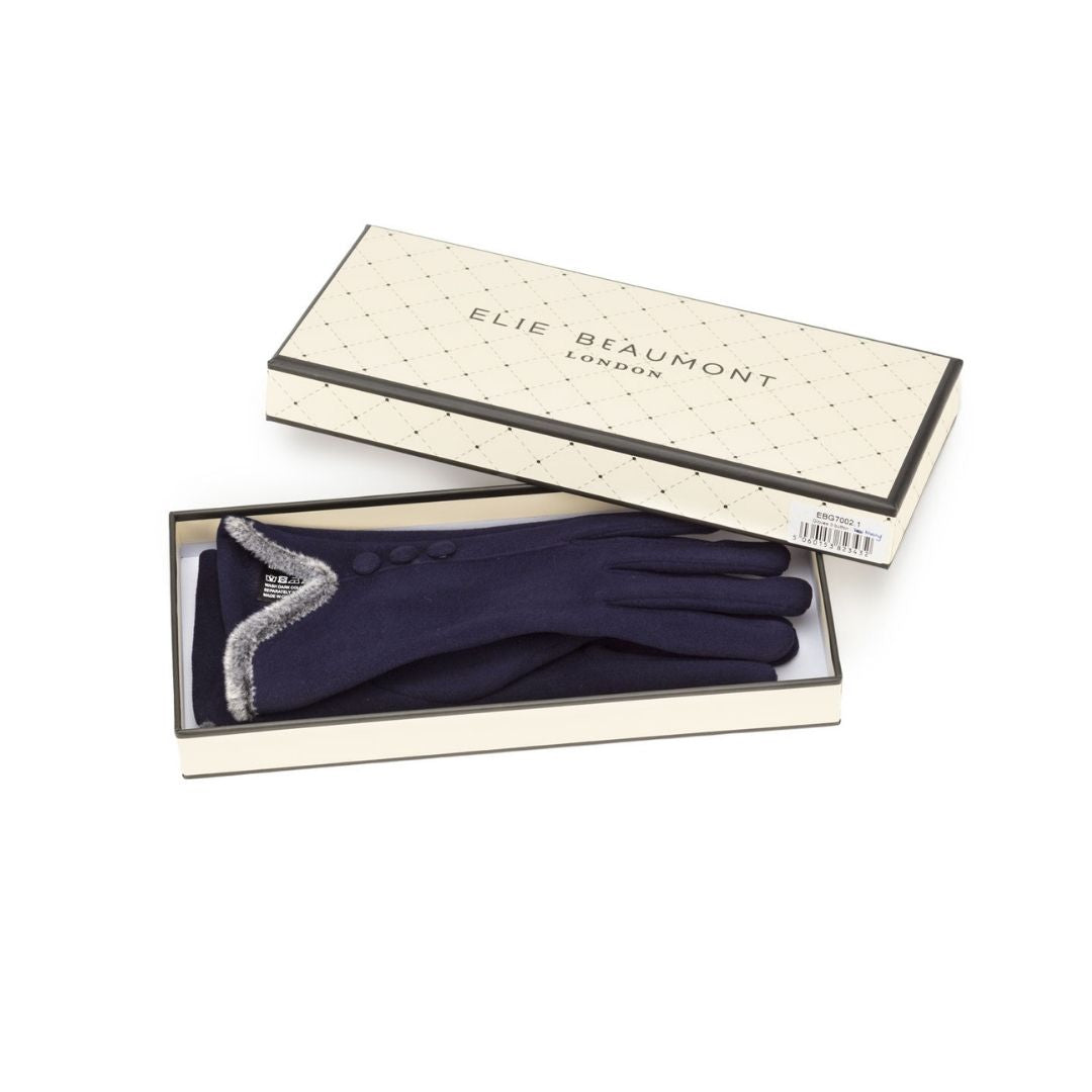 Gloves 3 Buttons - Navy