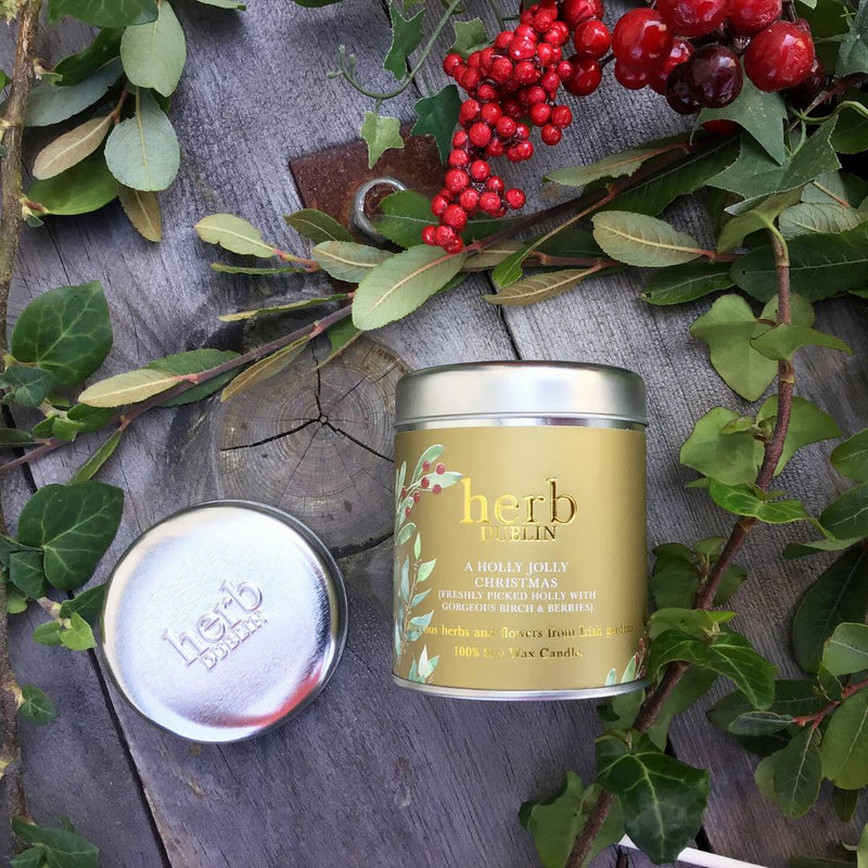 Herb Dublin Holly Jolly Christmas Candle - Tin