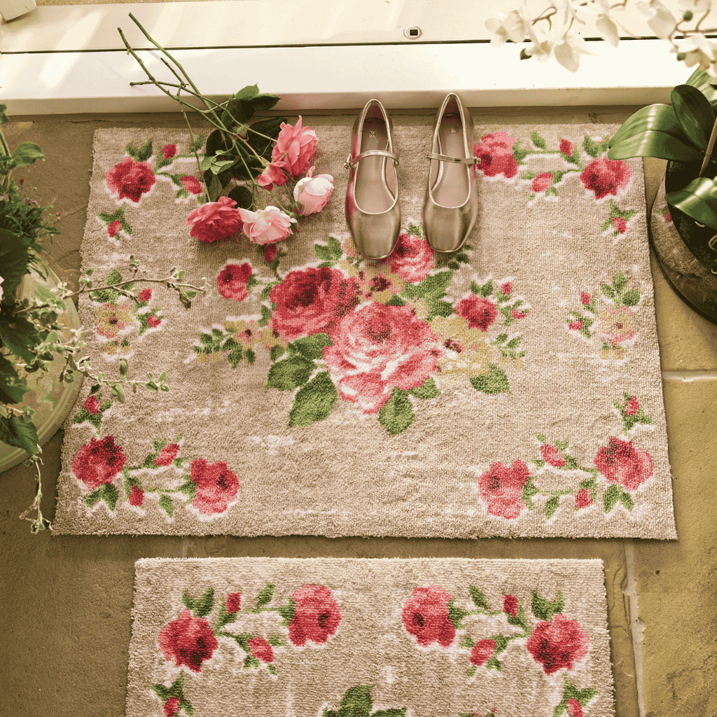 Classic Rose Rug Hug Rug Doormat Vintage Rose