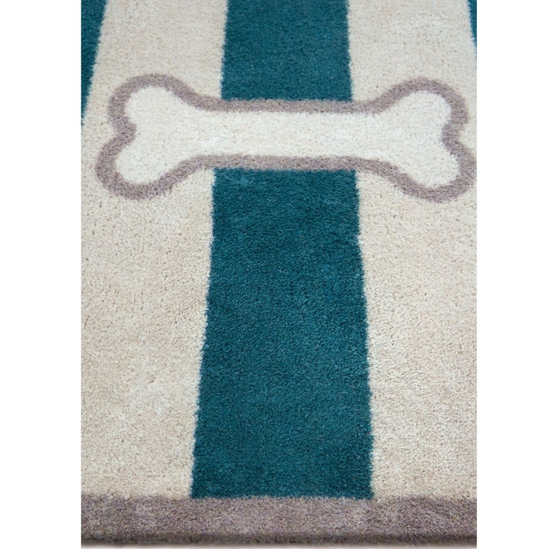 Hug Rug Doormat Bone Stripe Teal