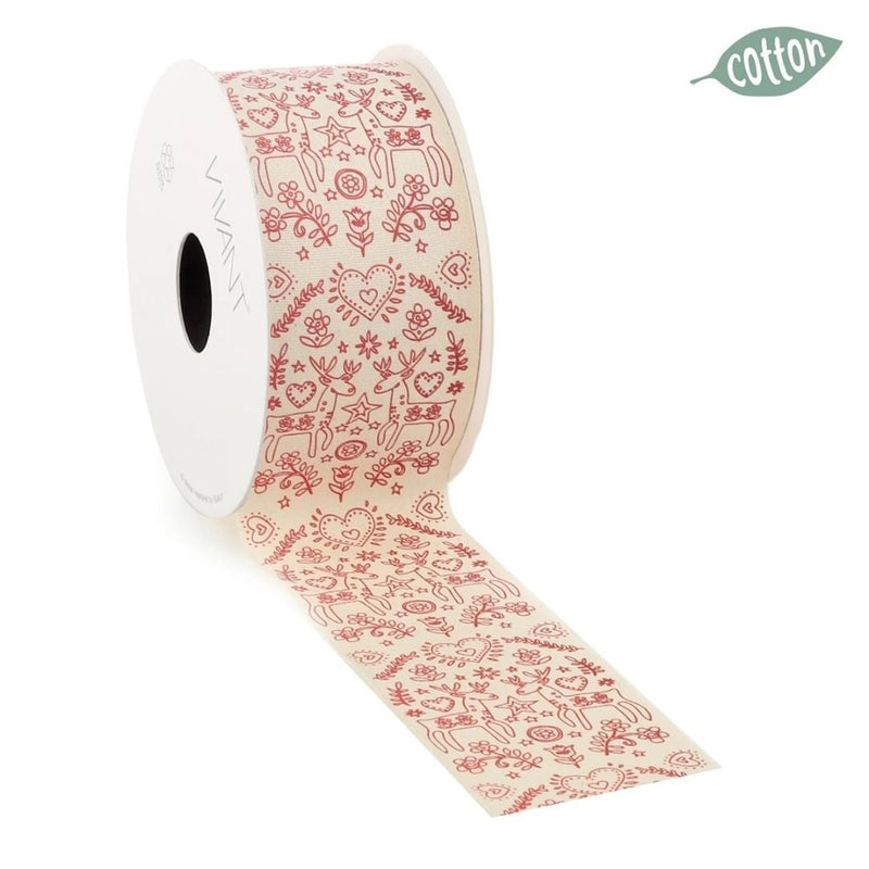 Jolly Deer Christmas Ribbon Red