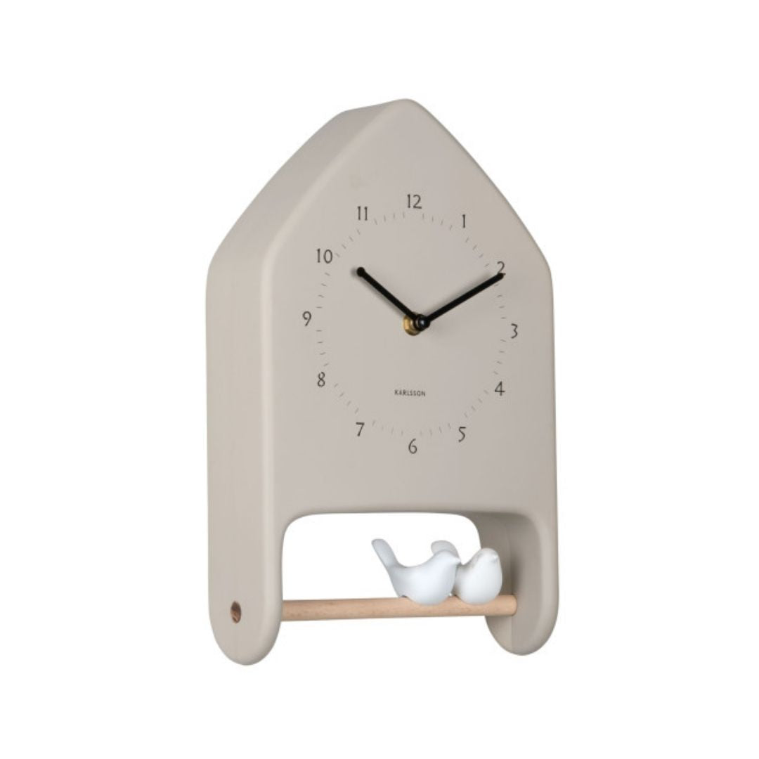 Wall Clock Love Birds - Warm Grey