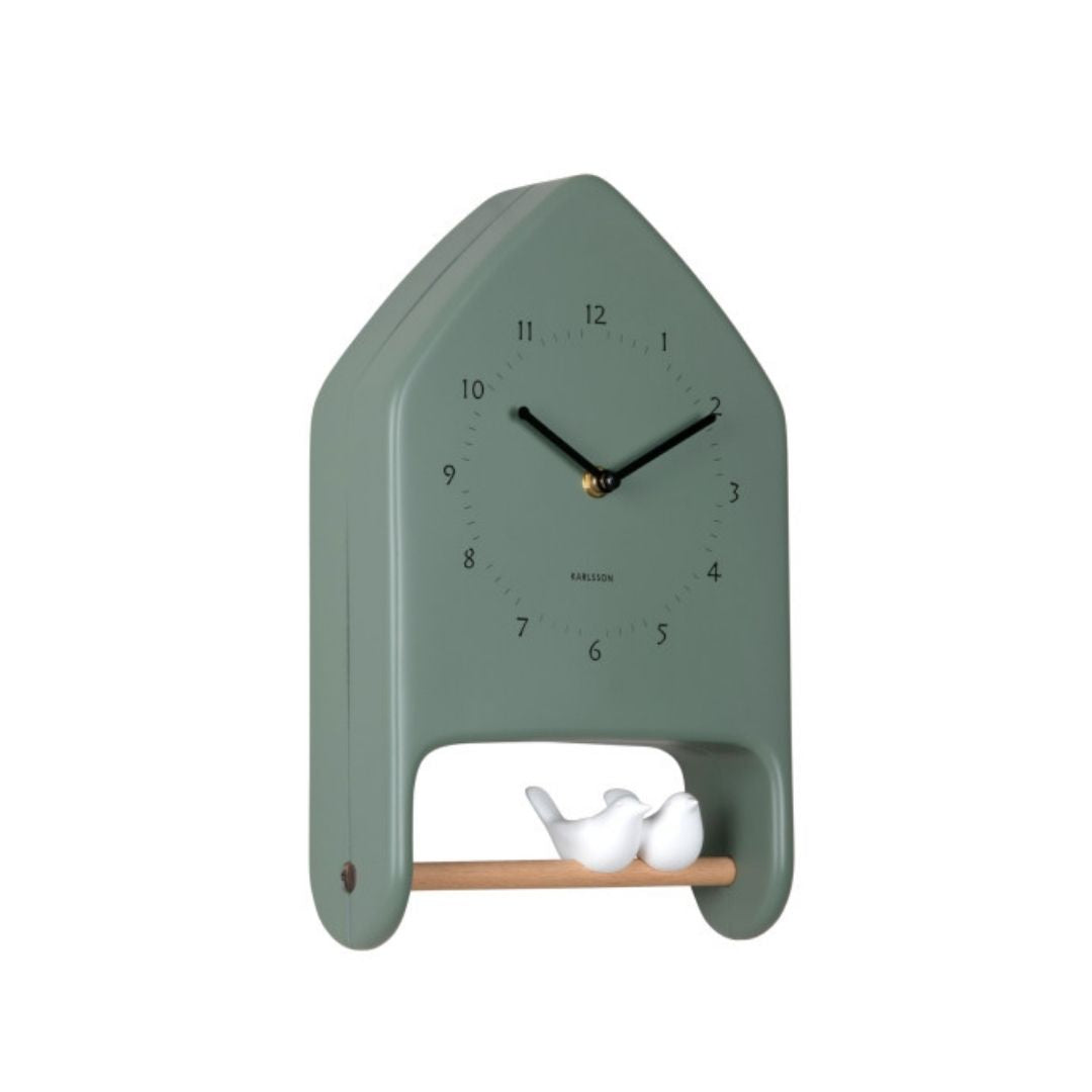 Wall Clock Love Birds - Jungle Green