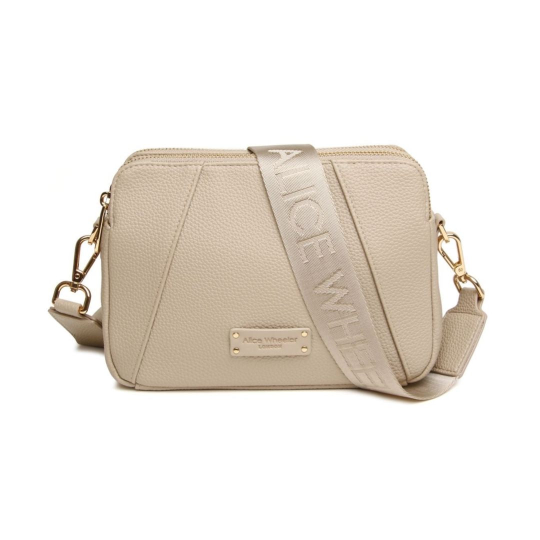 Kensington Double Zip Cross Body Bag - Stone