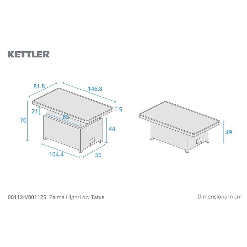 Kettler Palma Corner Set (RH) with High/Low Alu Slat Table - The Garden HouseKettler