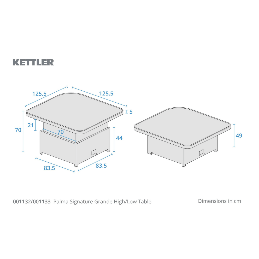 Kettler Palma Grande Corner Set Premium High/Low Glass Table