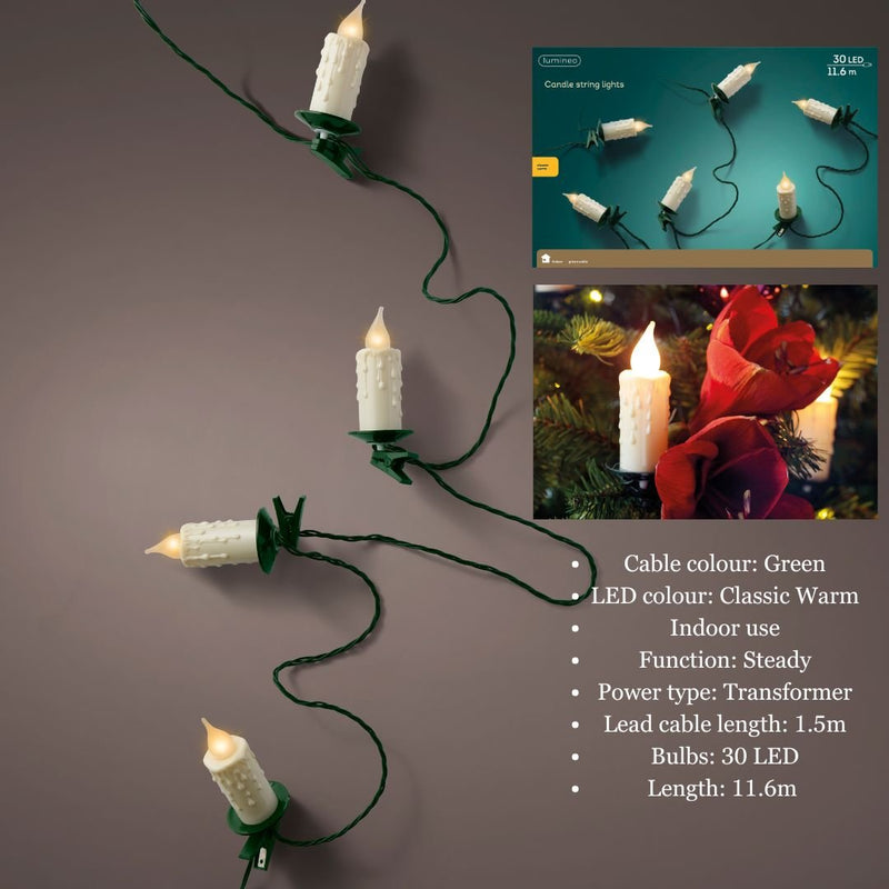 LED Candle Christmas String Lights - Classic Warm