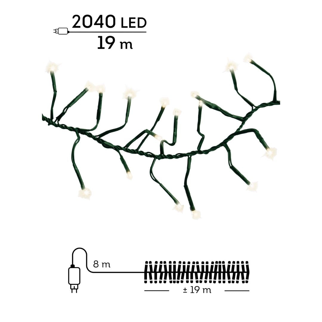 Christmas LED Cluster Lights Warm White 2040 LED