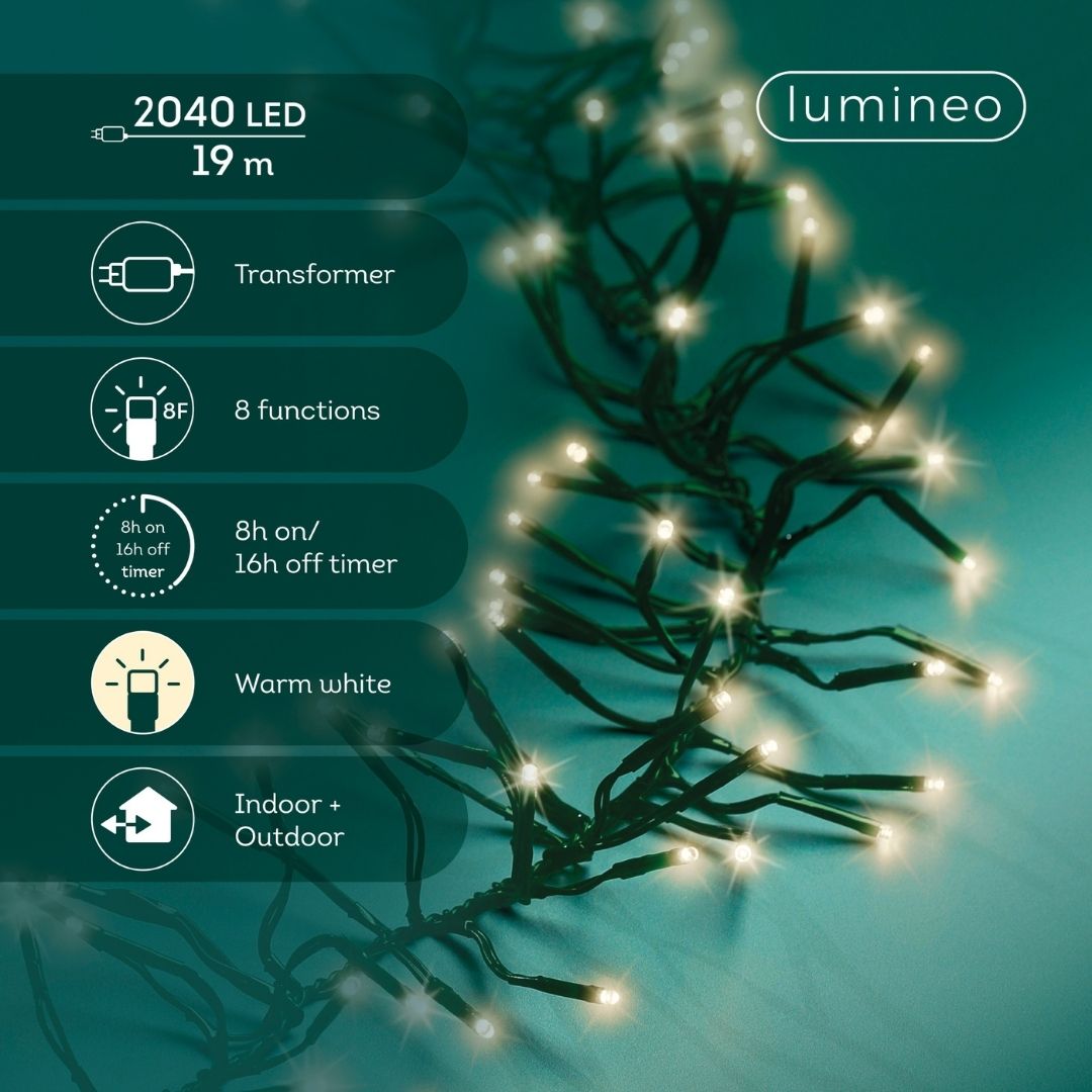 Christmas LED Cluster Lights Warm White 2040 LED
