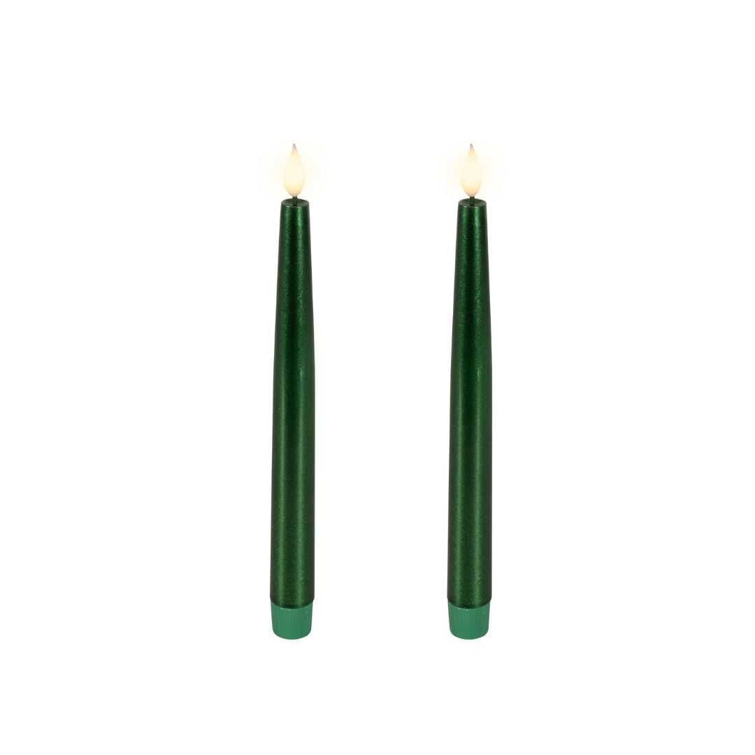 LED Wick Dinner Candles Green - 2 Pack