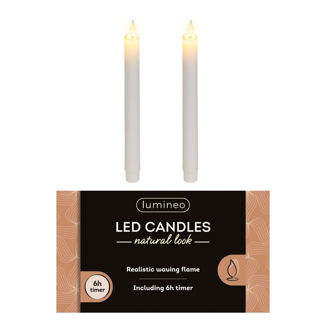 LED Dinner Candles Off White - 2 Pack
