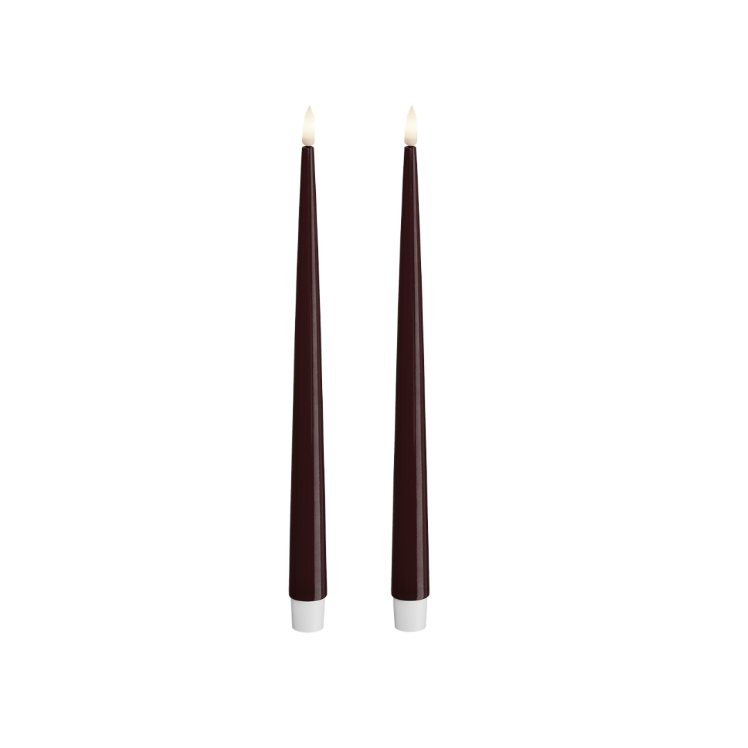 LED Shiny Dinner Candles Burgundy
