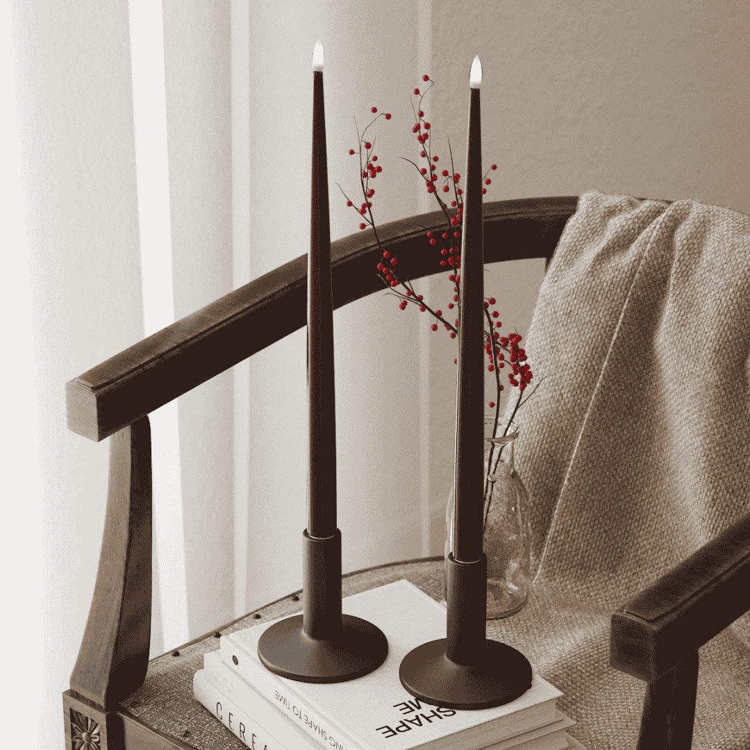 LED Shiny Dinner Candles Burgundy