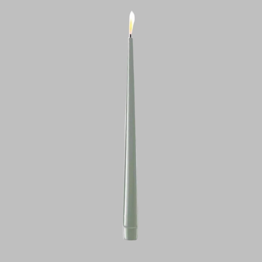 LED Shiny Dinner Candles Salvie Green