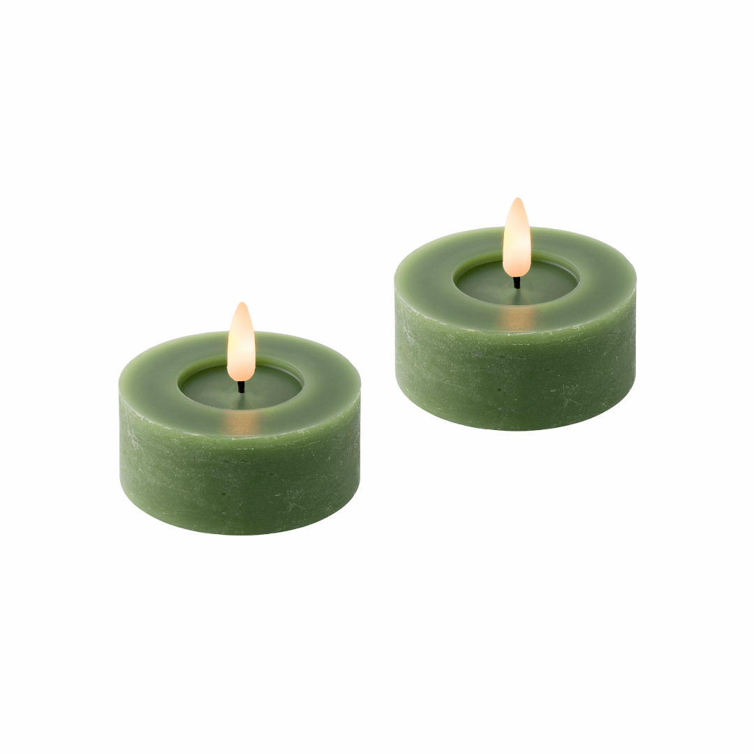 LED Tealights Wax Green - 2 Pack