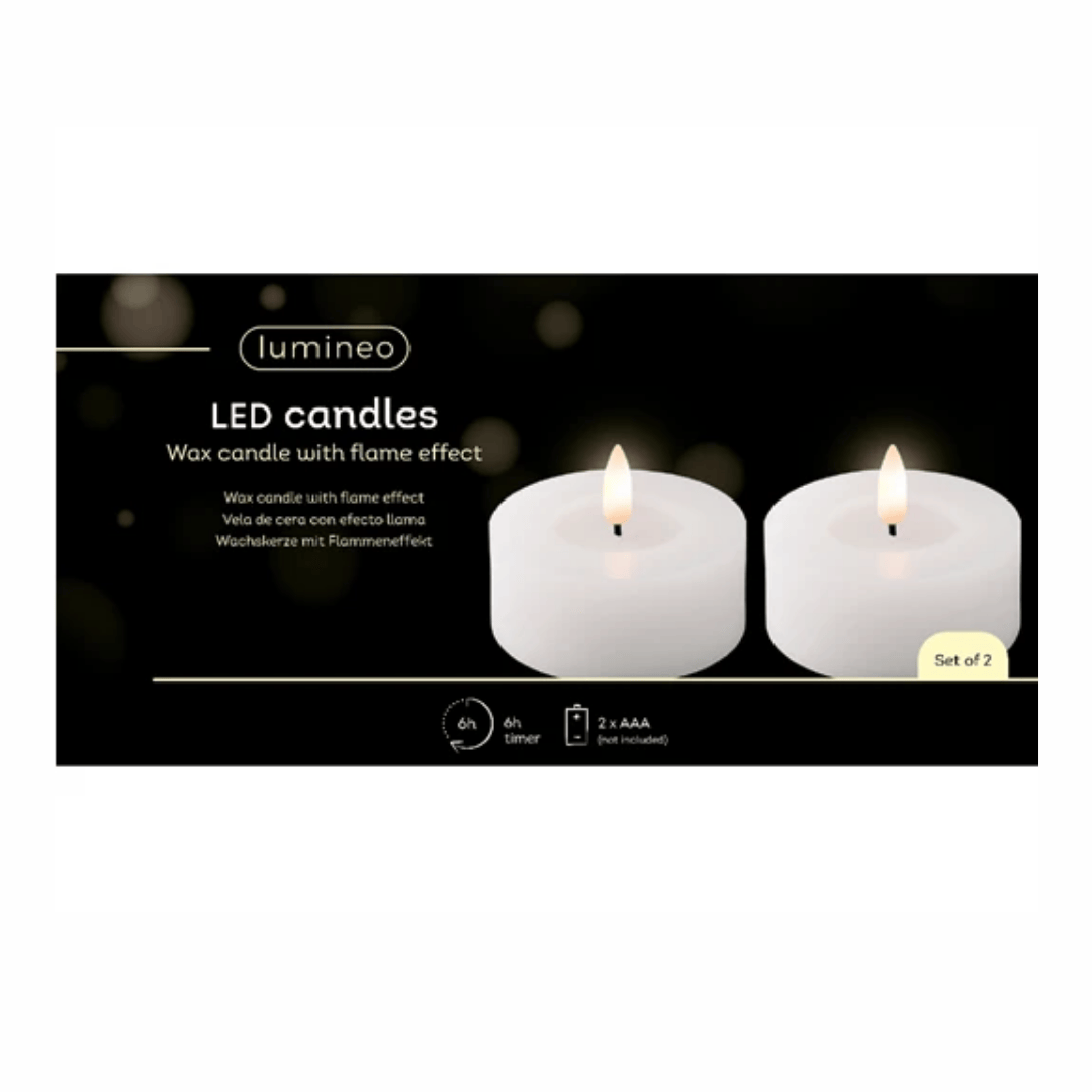 LED Tealights Wax White - 2 Pack