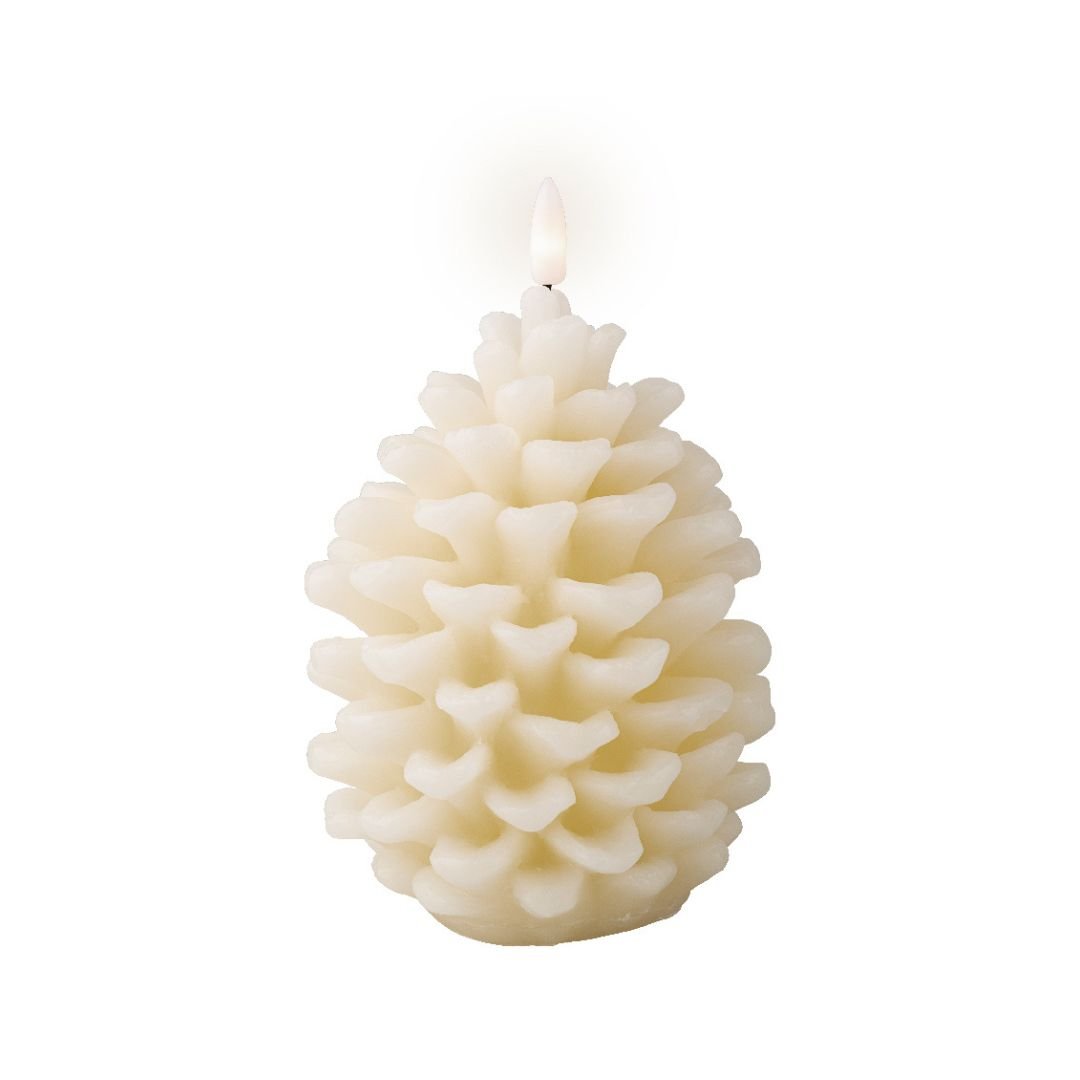 LED Wax Christmas Pine Cone Candle - Cream