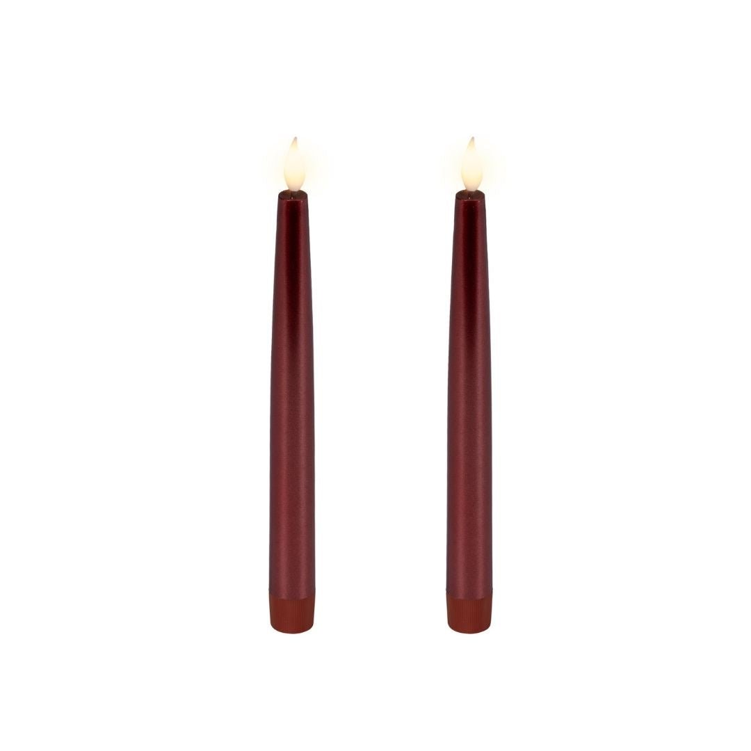 LED Wick Dinner Candles Oxblood - 2 Pack