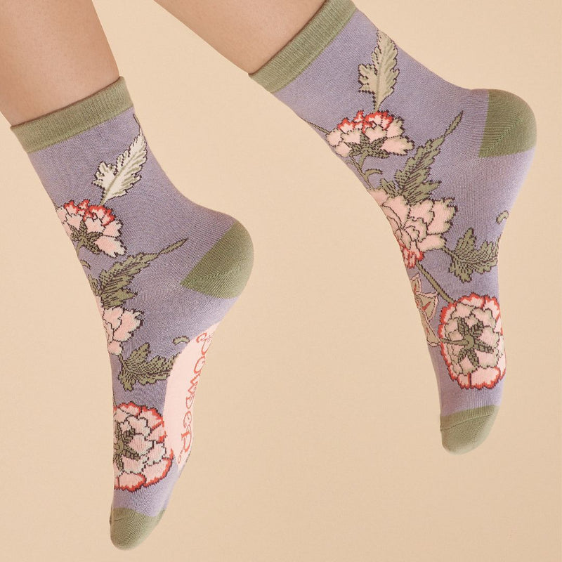 Lilac Paisley Ankle Socks - The Garden HousePowder