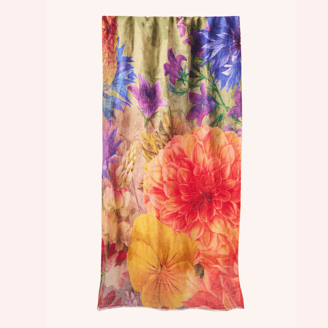 Linen/Cotton Scarf - Bountiful Blooms