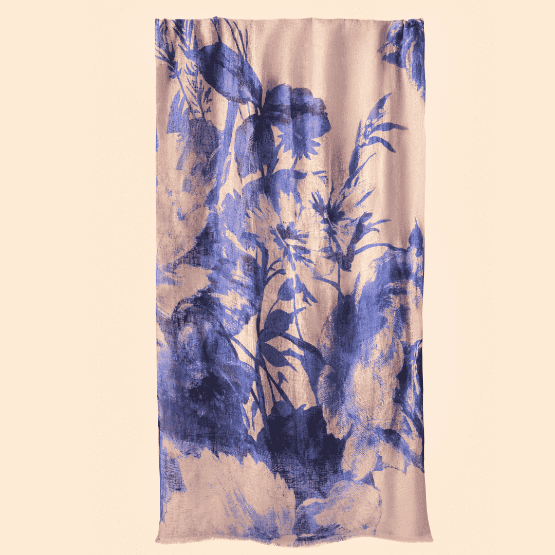 Linen/Cotton Scarf - China Blue Blooms