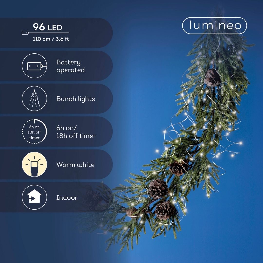 Battery Micro LED Bunch String Lights 96 LED - Warm White