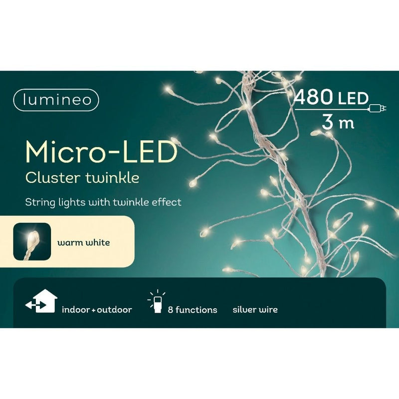 Micro LED Christmas Cluster Twinkle Lights - Warm White