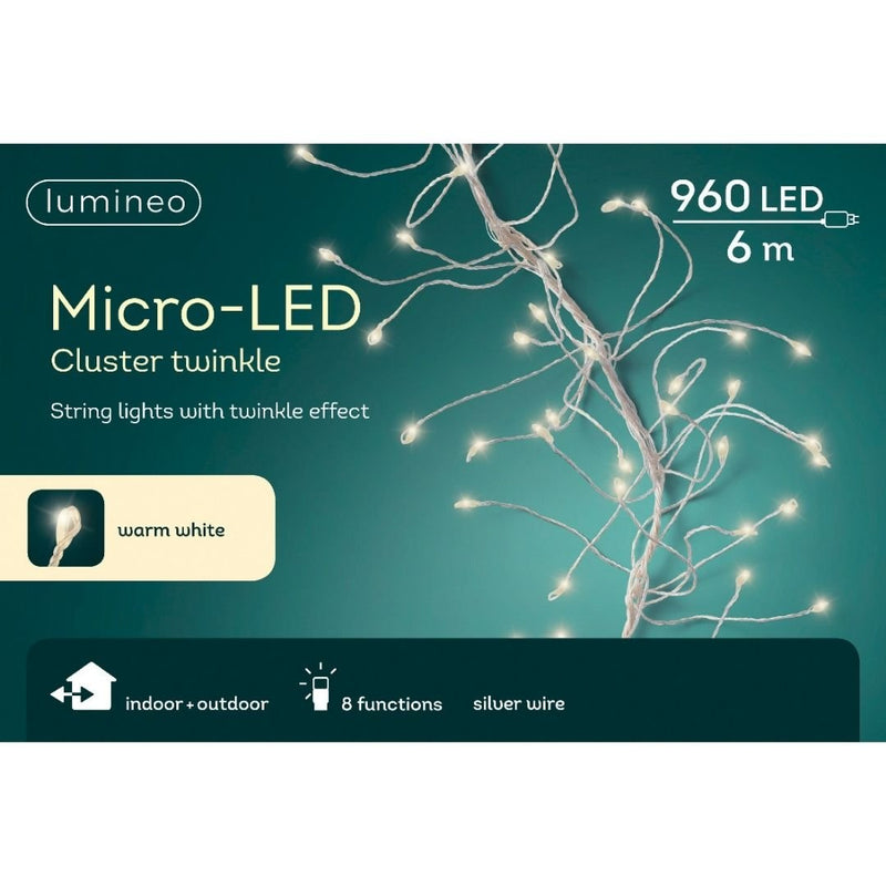 Micro LED Christmas Cluster Twinkle Lights - Warm White