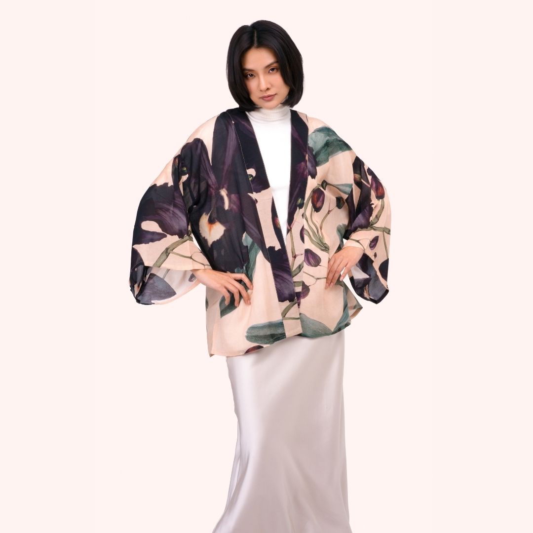 Kimono Jacket Short - Midnight Orchid